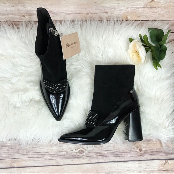 capezzani Shoes - Capezzani Black Pointed Toe Stud Booties